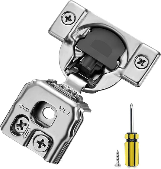 Ravinte 10 Pack 5 Pair 1-1/4 inch Overlay Cabinet Hinges Kitchen Soft Close Hidden Door for Kitchen Cabinet Stainless Steel Adjustable Hinges Satin Nickel Hardware
