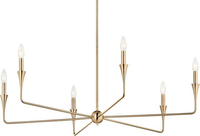 Kichler Alvaro 6-Light Chandelier, Soft Modern Light in Champagne Bronze, for Dining or Living Room, Office or Bedroom (19.25" x 40.25"), 52690CPZ