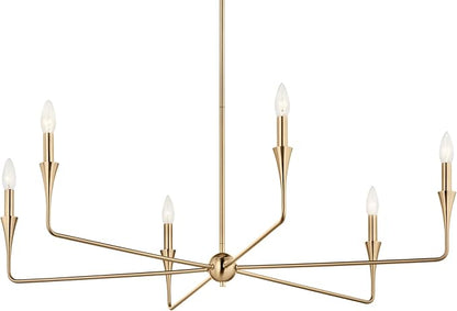 Kichler Alvaro 6-Light Chandelier, Soft Modern Light in Champagne Bronze, for Dining or Living Room, Office or Bedroom (19.25" x 40.25"), 52690CPZ