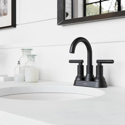 Pfister Capistrano Bathroom Sink Faucet, 4-Inch Centerset, 2-Handle, 3-Hole, NSF Certified, Spot Defense Matte Black Finish, LF048CSOSDB (Pack of 3)