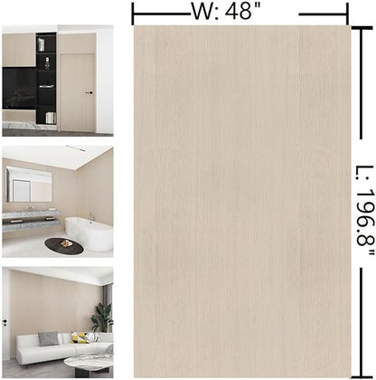 Extra Wide 48"x196" Natural Wood Contact Paper Beige Wood Grain Wallpaper Peel and Stick Faux Wood Contact Paper for Countertops Waterproof Self Adhesive Wood Wrapping Paper Air Guide Slot Design