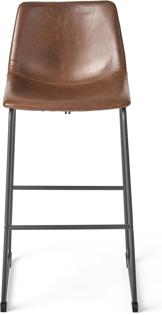 Harper & Bright Designs Set of 2 30" Cedric Faux Leather Barstool Vintage Brown