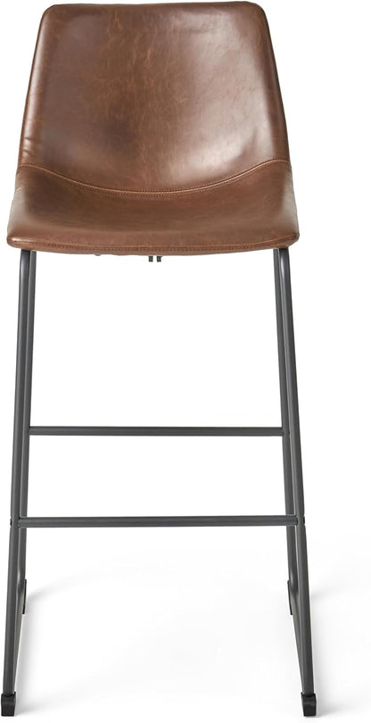 Harper & Bright Designs Set of 2 30" Cedric Faux Leather Barstool Vintage Brown