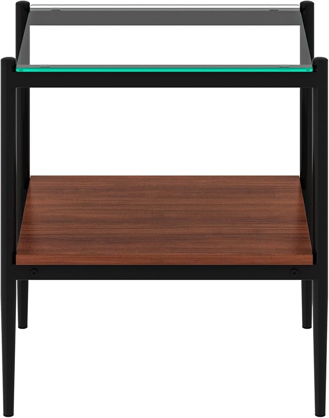 Set of 2 Glass End Table, 2-Layer Glass Living Room Table, Modern Tea Table Side Tables for Home Office Furniture