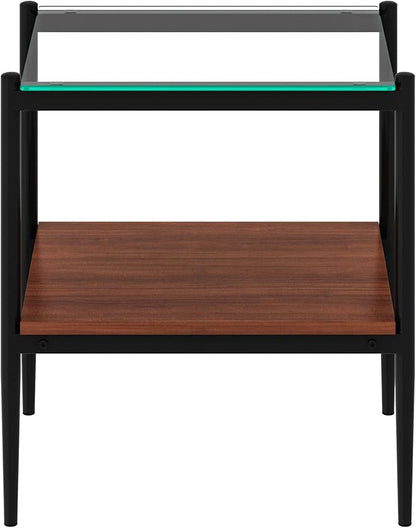 Set of 2 Glass End Table, 2-Layer Glass Living Room Table, Modern Tea Table Side Tables for Home Office Furniture