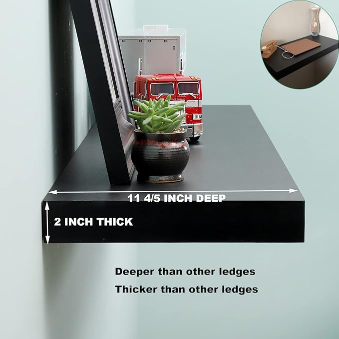24 Inches Length Floating Shelf,Wall Mounted Shelves Set 24(Lenth) x12(Wide) for Bathroom Kitchen Living,Kitchen,Room Bedroom Storage,Espresso
