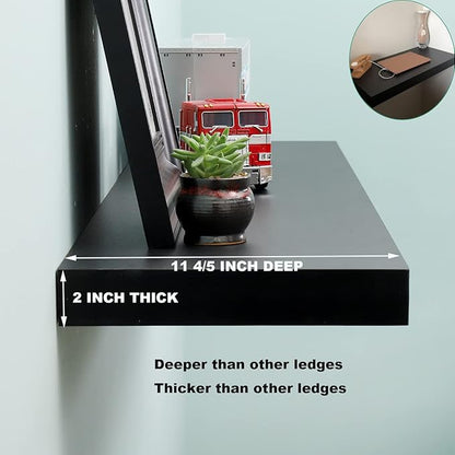 24 Inches Length Floating Shelf,Wall Mounted Shelves Set 24(Lenth) x12(Wide) for Bathroom Kitchen Living,Kitchen,Room Bedroom Storage,Espresso