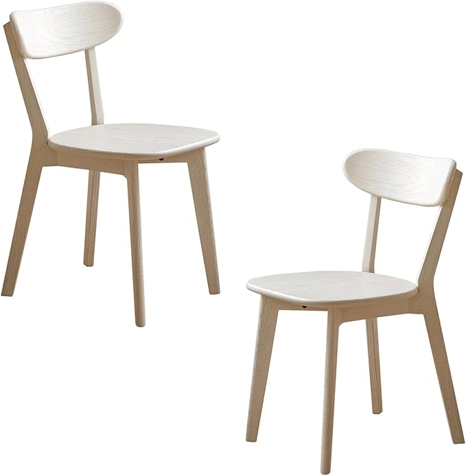 White Wood Dining Chairs Set of 2,FAS Grade Oak Dining Chairs, Sturdy Outer Sword-Leg Design in White Finish for Dining Room,Restaurant, Cafe, and Modern Home Kitchen,Easy Assembly,400 lb Capacity