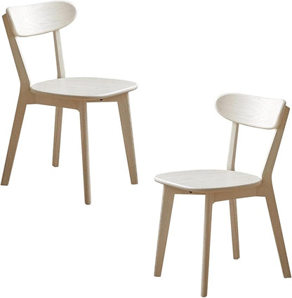 White Wood Dining Chairs Set of 2,FAS Grade Oak Dining Chairs, Sturdy Outer Sword-Leg Design in White Finish for Dining Room,Restaurant, Cafe, and Modern Home Kitchen,Easy Assembly,400 lb Capacity