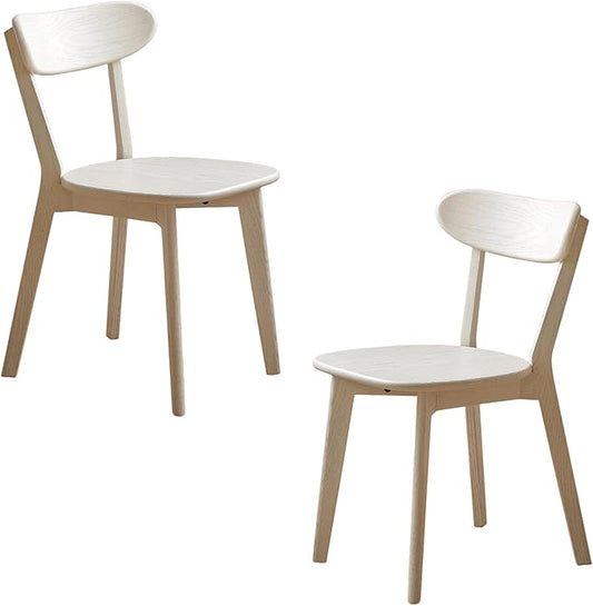 White Wood Dining Chairs Set of 2,FAS Grade Oak Dining Chairs, Sturdy Outer Sword-Leg Design in White Finish for Dining Room,Restaurant, Cafe, and Modern Home Kitchen,Easy Assembly,400 lb Capacity