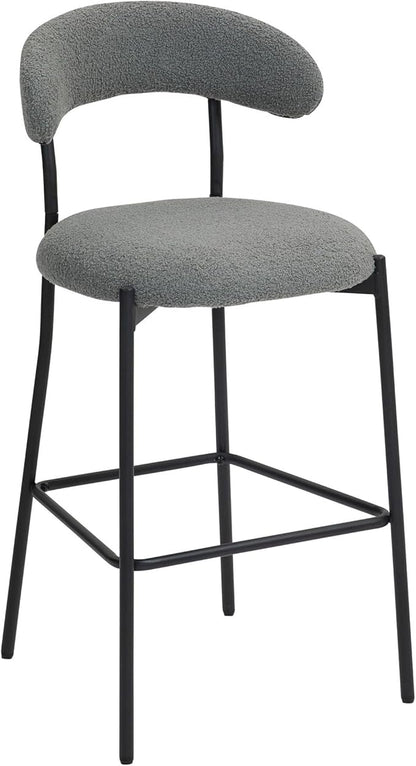 26'' Counter Height bar stools Teddy Fabric Cover Kitchen Island Counter Stool with Black Powder Coating Base and footrest