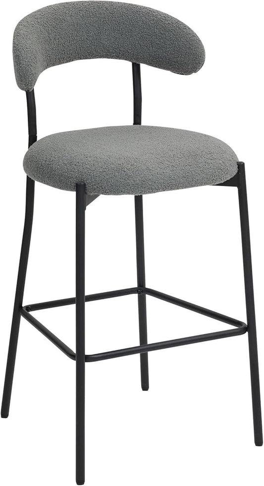 26'' Counter Height bar stools Teddy Fabric Cover Kitchen Island Counter Stool with Black Powder Coating Base and footrest