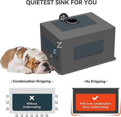 Lordear 23 Black Laundry Sink Stainless Steel - 23" x 18" x 12" Undermount Sink Single Bowl 16 Gauge Stainless Steel Deep Laundry Room Utility Sinks Handmade Under Counter Kitchen Basin,Gunmetal Black