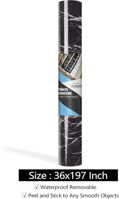 Livelynine 36 Inch Kitchen Countertop Contact Paper Waterproof Dark Marble Contact Paper for Countertops Peel and Stick Wallpaper Bathroom Counter Top Vinyl Wrap Laminate Desk Table Cover Removable