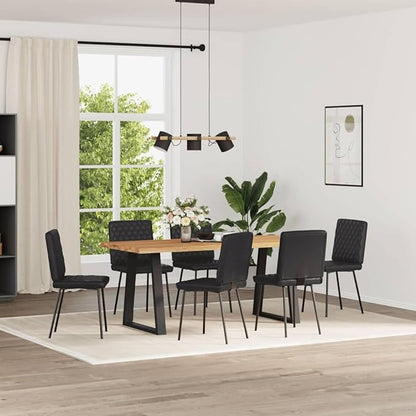 Modern Dining Chairs Set of 6 Black Faux Leather Kitchen & Living Room Furniture with Thick Foam Cushion Durable Metal Frame Accent Chairs for Farmhouse Home Decor