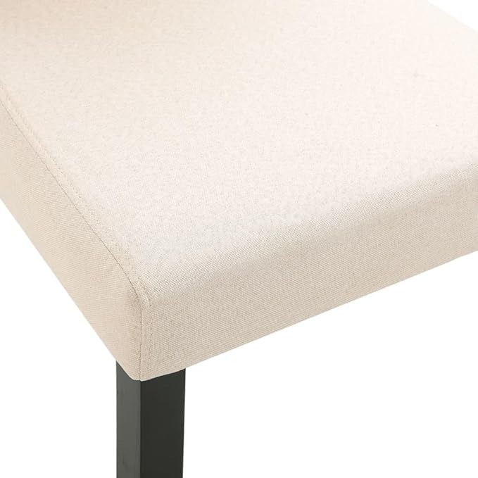 Cream Fabric Dining Chairs 4-Piece Set with Soft Upholstery and Solid Wood Legs for Farmhouse Kitchen Dining Room Furniture