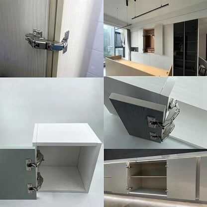 180 Degree Frameless Cabinet Hinges, Soft Closing, Nickel-Plated Steel, Concealed Hydraulic Adjustable, Full Overlay Design, 2 Pack