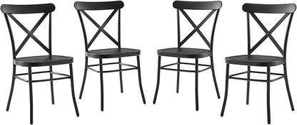 Crosley Furniture Camille French Industrial Metal X Back Café Dining Chairs Set of 4, Kitchen Chair, Matte Black