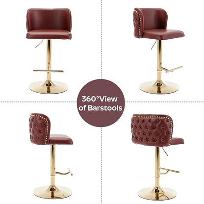 3-Piece Pub Table and Chairs, Round Bar Height Adjustable Swivel PU Leather Bar Stools Set of 2 for Kitchen Island Bistro Office Living Room Small Space Restaurant