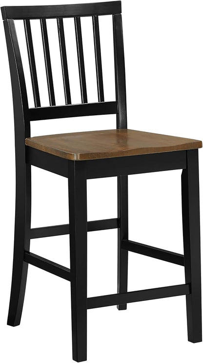 Steve Silver Furniture Joplin Counter Chairs, Set of 2 Chairs, 24-Inch Seat Height, SCooped Seats, Asian Hardwoods, Dining Room, Kitchen Island, Farmhouse Design, 20"L x 17"W x 39.5"H, Black, Brown