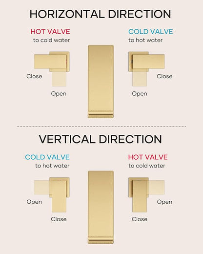 AVSIILE Waterfall Bathroom Faucet 3 Hole, Brushed Gold 8 Inch Widespread Modern 3 Piece Bathroom Sink Faucets & Parts, Touch On Lavatory Faucet for Bathroom Vanity