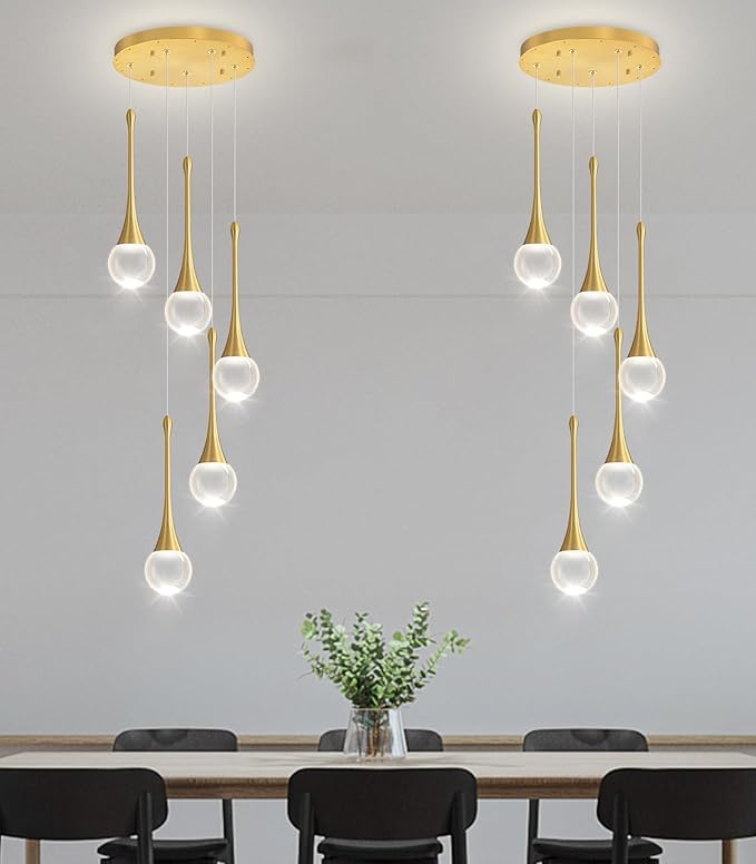 Crystal Chandelier for Dining Room Glam 5 Light Cluster Crystal Pendant Light Dimmable LED Chandeliers for Kitchen Island Living Room Gold