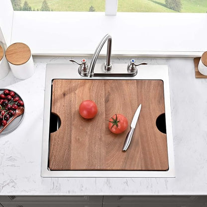 18 inch Drop in Bar Sink Workstation with 3 holes, Wesliv 18"x18" Drop in Utility Sink 16 Gauge Stainless Steel Wet Kitchen Bar Sinks Single Bowl with Cutting Board