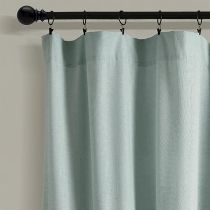 Lush Decor Linen Button Window Curtain Panel, Single, 100" W x 84" L, Blue & White - Country Curtains - Rustic Decor - Color Block Modern Farmhouse Curtains For Living Room, Bedroom & Dining Room