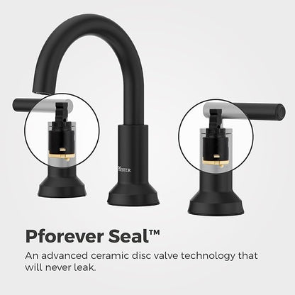 Pfister Capistrano Bathroom Sink Faucet, 8-Inch Widespread, 2-Handle, 3-Hole, NSF Certified, Spot Defense Matte Black Finish, LF049CSOSDB (Pack of 3)
