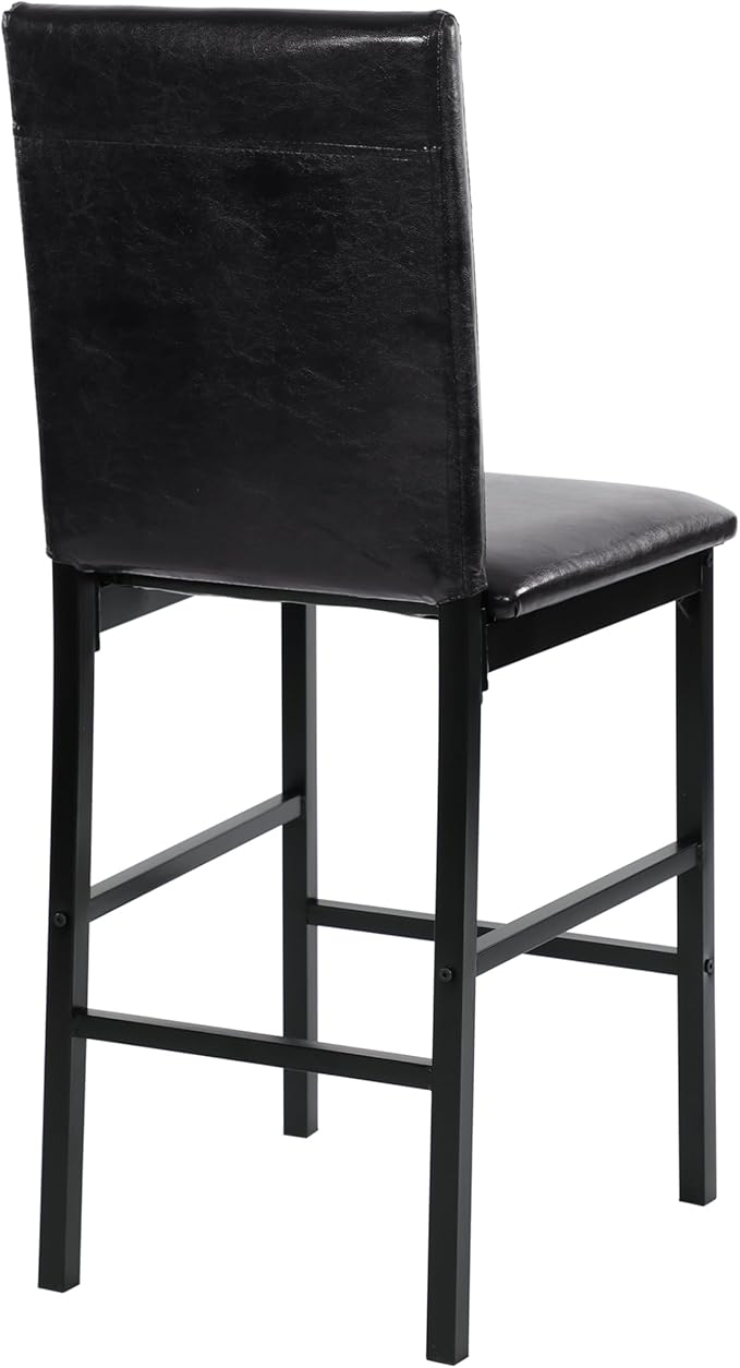 Counter Height Chairs Set of 4, Brown Faux Leather Dining Chairs, Black Metal Frame, Kitchen Island Chairs, 25" Seat Height, Industrial Style