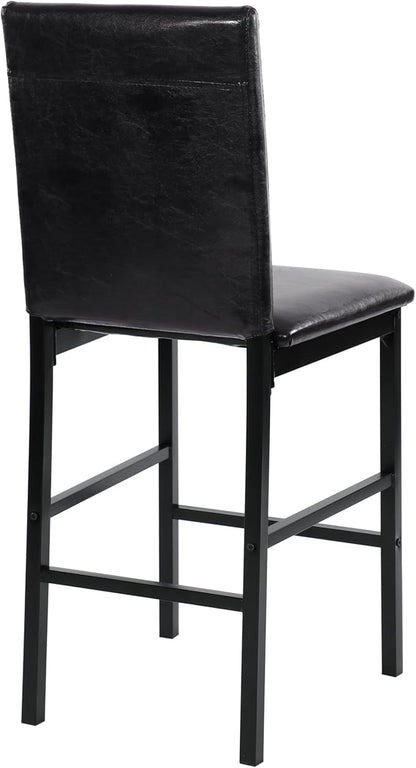 Counter Height Chairs Set of 4, Brown Faux Leather Dining Chairs, Black Metal Frame, Kitchen Island Chairs, 25" Seat Height, Industrial Style
