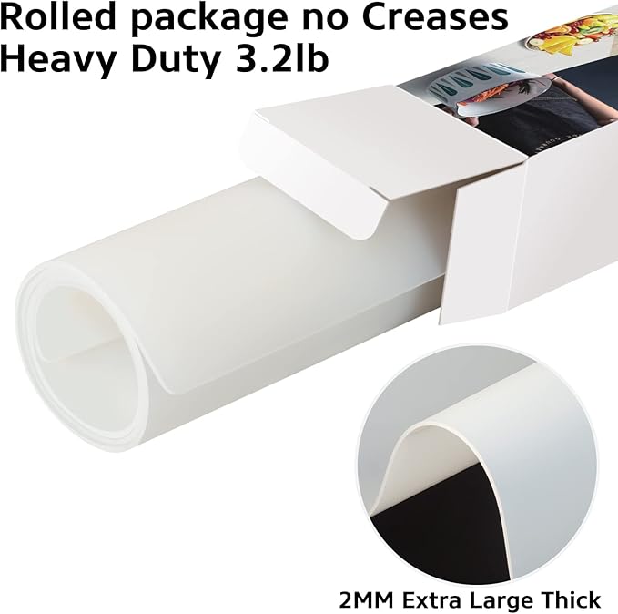 Silicone Mat Heat Resistant Mats for Countertop, Multipurpose Large Silicone Mats for Crafts Kitchen Workbench Size 36x24 inches Thick 2mm,Rolled Package,Translucent