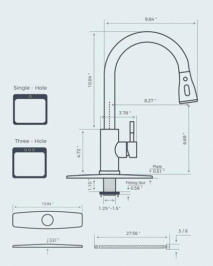 FORIOUS Kitchen Faucets with Pull Down Sprayer, Chrome, High Arc Single Handle Classic Stainless Steel Sink Faucet Pull Out for Farmhouse Camper Laundry Rv Bar