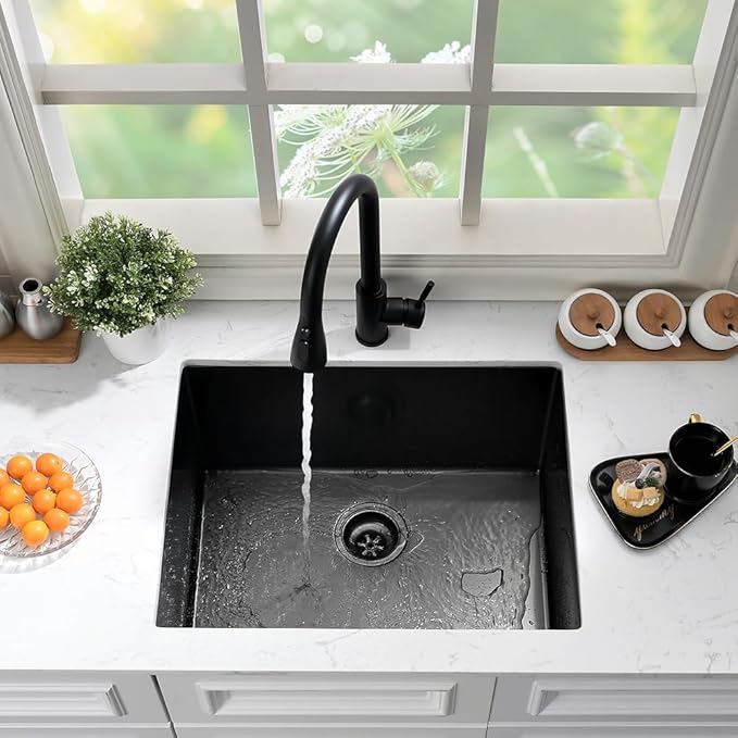 Black Stainless Steel Utility Sink Undermount-Hovheir 21"x18"x12" Matte Black Stainless Steel Laundry Sink Undermount Laundry Room Sink 16 Gauge Single Bowl Deep Kitchen Sink Outdoor Sinks