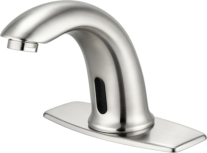 Touchless Bathroom Sink Faucet Automatic Motion Sensor Hands Free Faucet with Hole Cover Plate Water Valve,Commercial Solid Brass Faucet,1 Hole or 3 Hole,Brushed Nickel