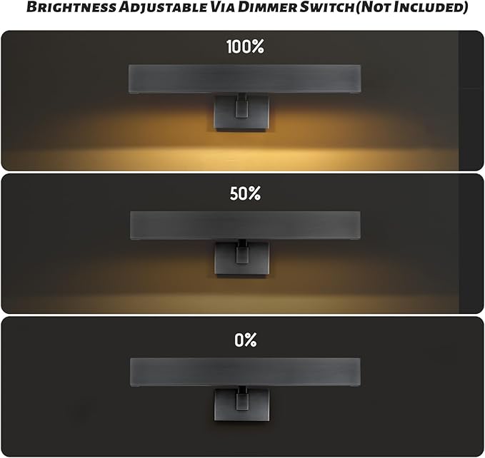 18" Picture Light Black Picture Light Hardwired, 2-Light Bronze Art Lights Dimmable Frame Lights for Wall, 3000k Gallery Light Art Frame Light 270° Gallery Lamp for Bathroom, Living Room, Hallway