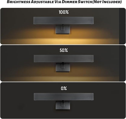 18" Picture Light Black Picture Light Hardwired, 2-Light Bronze Art Lights Dimmable Frame Lights for Wall, 3000k Gallery Light Art Frame Light 270° Gallery Lamp for Bathroom, Living Room, Hallway