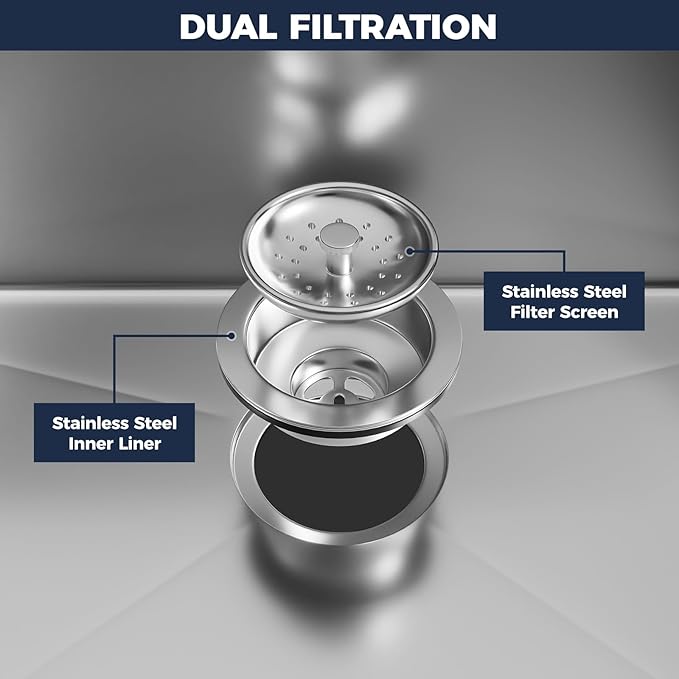 30 Inch Undermount Kitchen Sink - 30x19x9 Kitchen Sinks with Brushed, 18 Gauge 304 Stainless Steel Includes Drain Strainer, Deep Single Bowl Handmade Basin