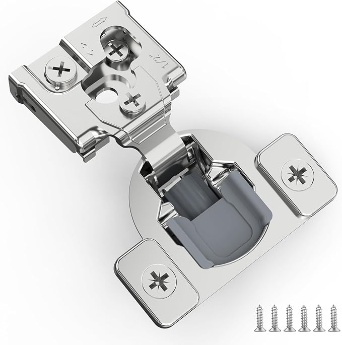 10 Pack 1/2" Overlay 3D Soft Close Hinges for Face Frame Kitchen Cabinet, 3 Way Adjust, Self Closing Concealed Cabinet Hinges-105 Degree