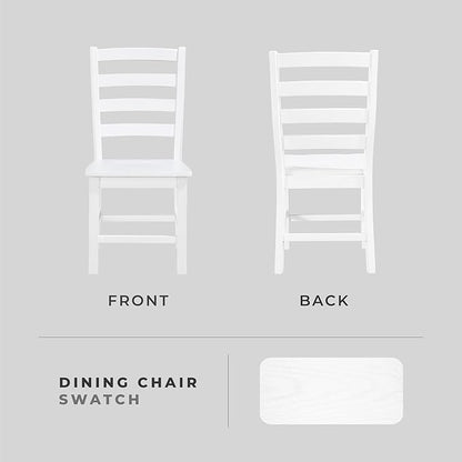 Lexicon Farmhouse Dining Chairs Set of 2, Kitchen Dining Chairs with Sturdy Solid Wood Frame, Legs, Footrest, High Ladder Back, Comfortable Classic Wooden Armless Side Seat, Easy Assembly, White