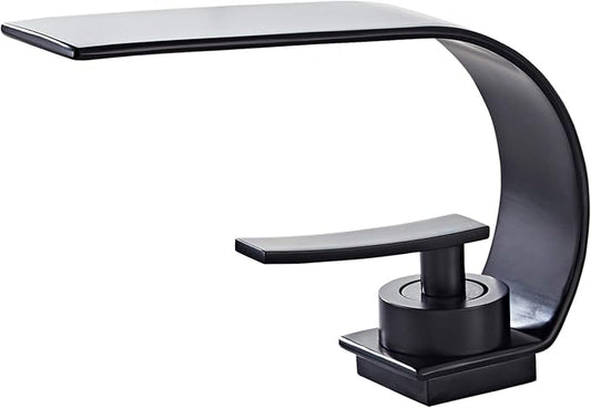 Becola Matte Black Modern Single Hole Bathroom Faucet, Low Arc Brass Ceramic Valve Vanity Sink Faucet, Single Handle 1 Hole / 3 Holes Hot and Cold Water Mixer Tap