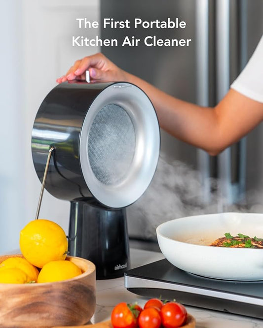 AirHood Wired Range Hood | Portable Kitchen Exhaust Fan with 2 Activated Charcoal Air Filter & Stainless-steel Oil Filter | Easy to Clean - Ideal for Indoor Cooktop Use (Space Black)