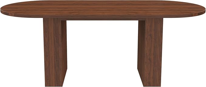 Modern Dining Table for Kitchen Space Saving Kitchen & Dining Room Furniture with Sturdy Frame Construction Easy Assembly 62.9 Inch Oval Farmhouse Table,Walnut-MDF-Boho