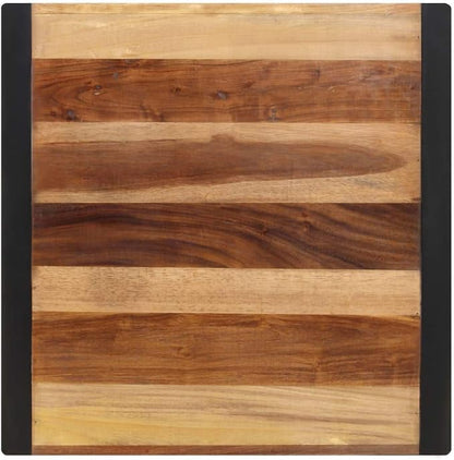 27.6" Square Acacia Wood Dining Table with Black Steel Legs, Modern Industrial for Apartment