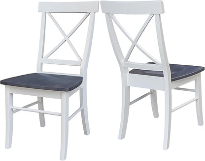 IC INTERNATIONAL CONCEPTS X-Back Solid Wood Chair - Set of 2 Chairs in White/Heather Gray
