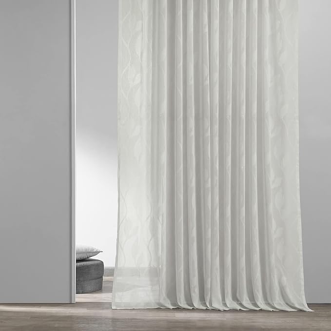 HPD Half Price Drapes Patterned Linen Sheer Curtain For Living Room 50 X 84 (1 Panel), Rod Pocket Window Curtains for Bedroom, Avignon Vine