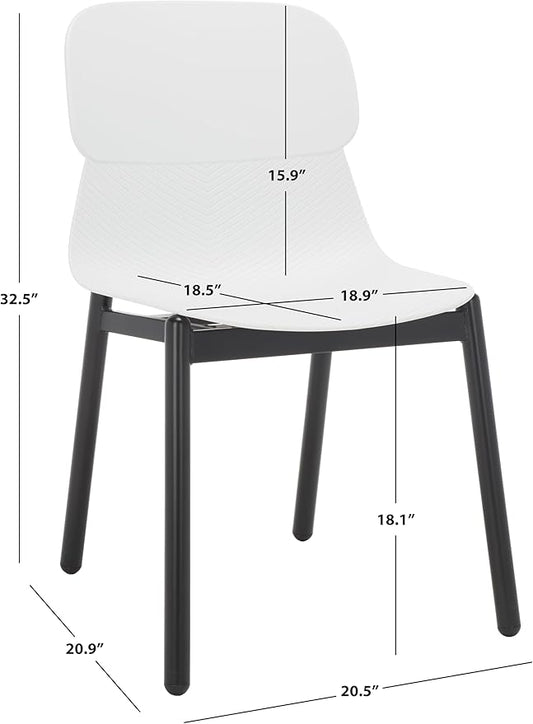 SAFAVIEH Couture Collection Abbie Retro White/Black Molded Plastic Dining Chair Set of 2