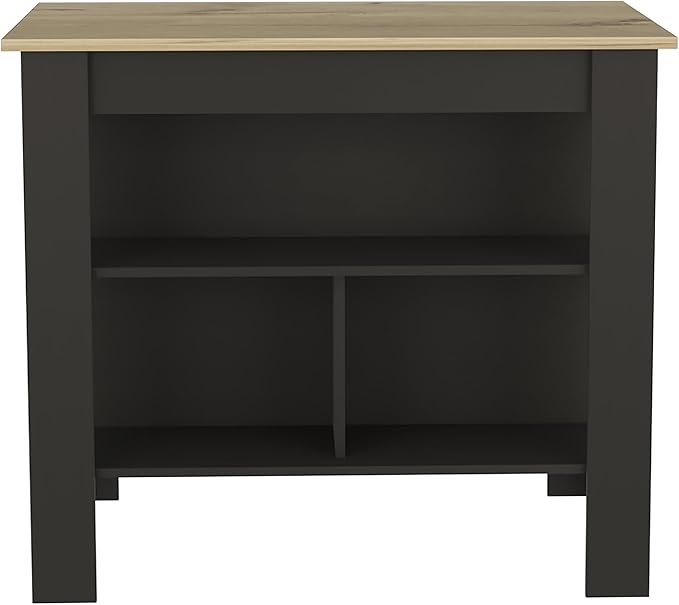 40" Extra Countertop Extendable Dining Table, Work Island with Functional Storage, Kitchen Island Table with Comfortable Prep Space for Kitchen Meal Prep and Storage, Black + Light Oak