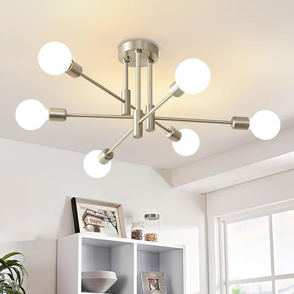 Biewalk Modern Chandelier Ceiling Light Fixture, 6-Light Sputnik Dining Chandeliers 31.18" Gold and Black Chandelier Over Table, Mid Century Lights Fixture for Dining Room Living Room Kitchen Island