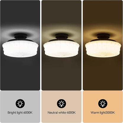 youngrender Schoolhouse Light Fixture Modern Black Flush Mount Ceiling Lighting 14" Milk White Glass Shade Vintage Ceiling Light for Farmhouse Kitchen Hallway Entryway